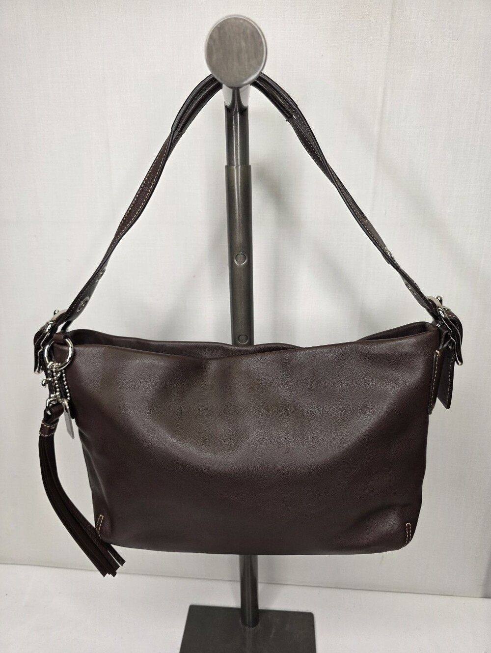 Vintage Coach Brown Leather Buckle Strap Shoulder Bag Purse C06D-1417